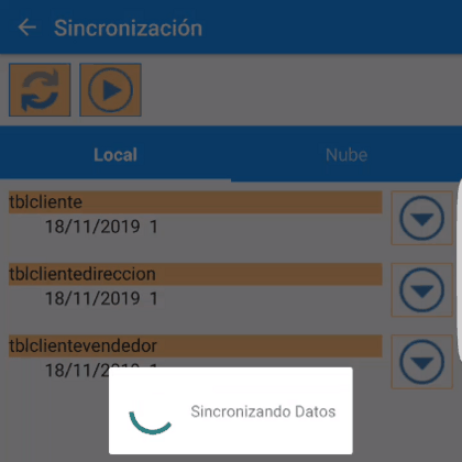 Pantalla de sincronización