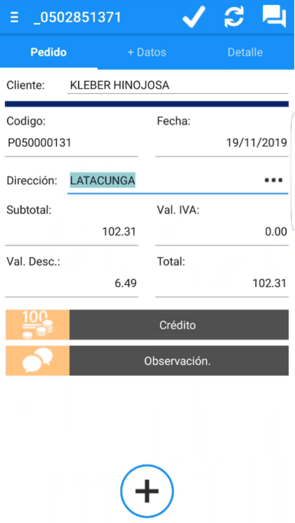 Totales del pedido