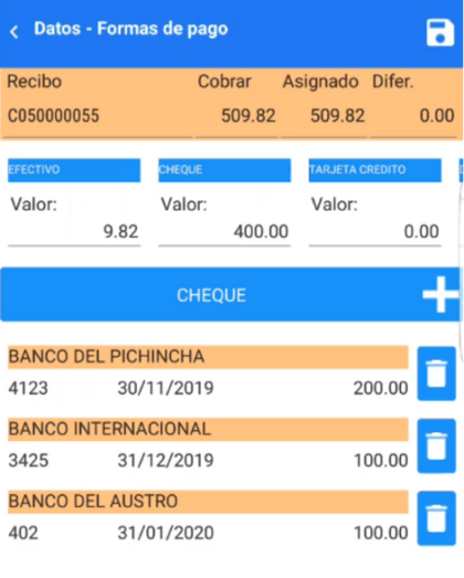 Formas de pago del recibo