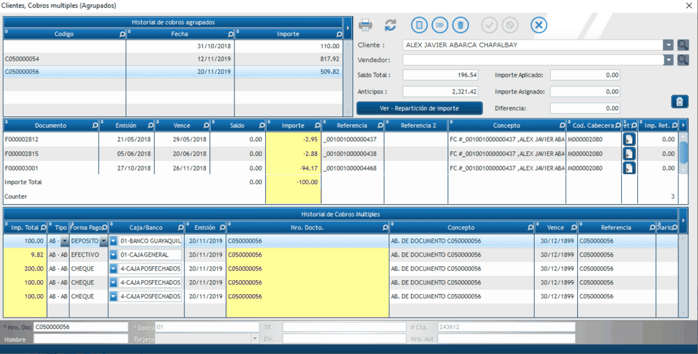 Recibos del cliente en Fenix